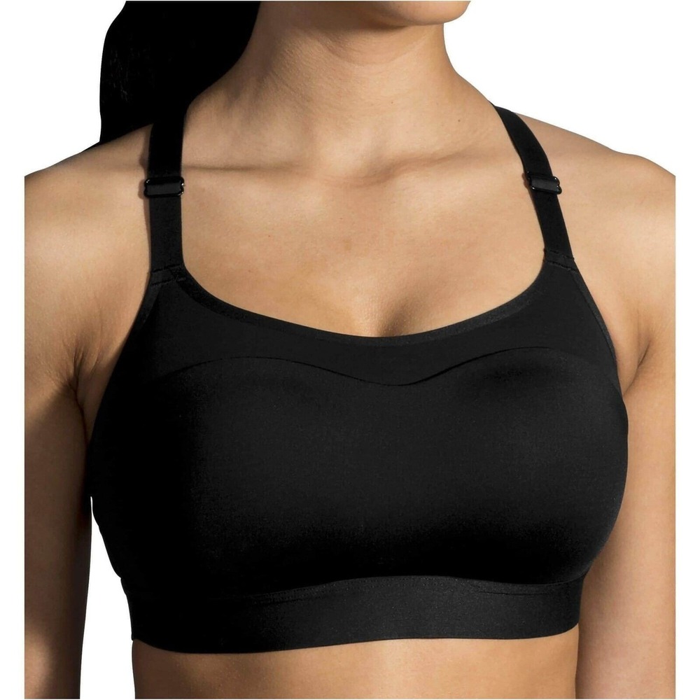 Brooks Women's Dare Racerback Run Bra, Black, 36C Molded Sweat Wicking Fast Dry
